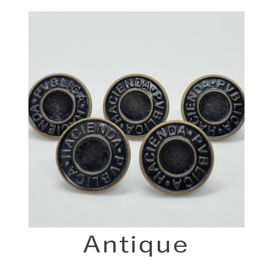 17mm Jeans Button Metal Antique