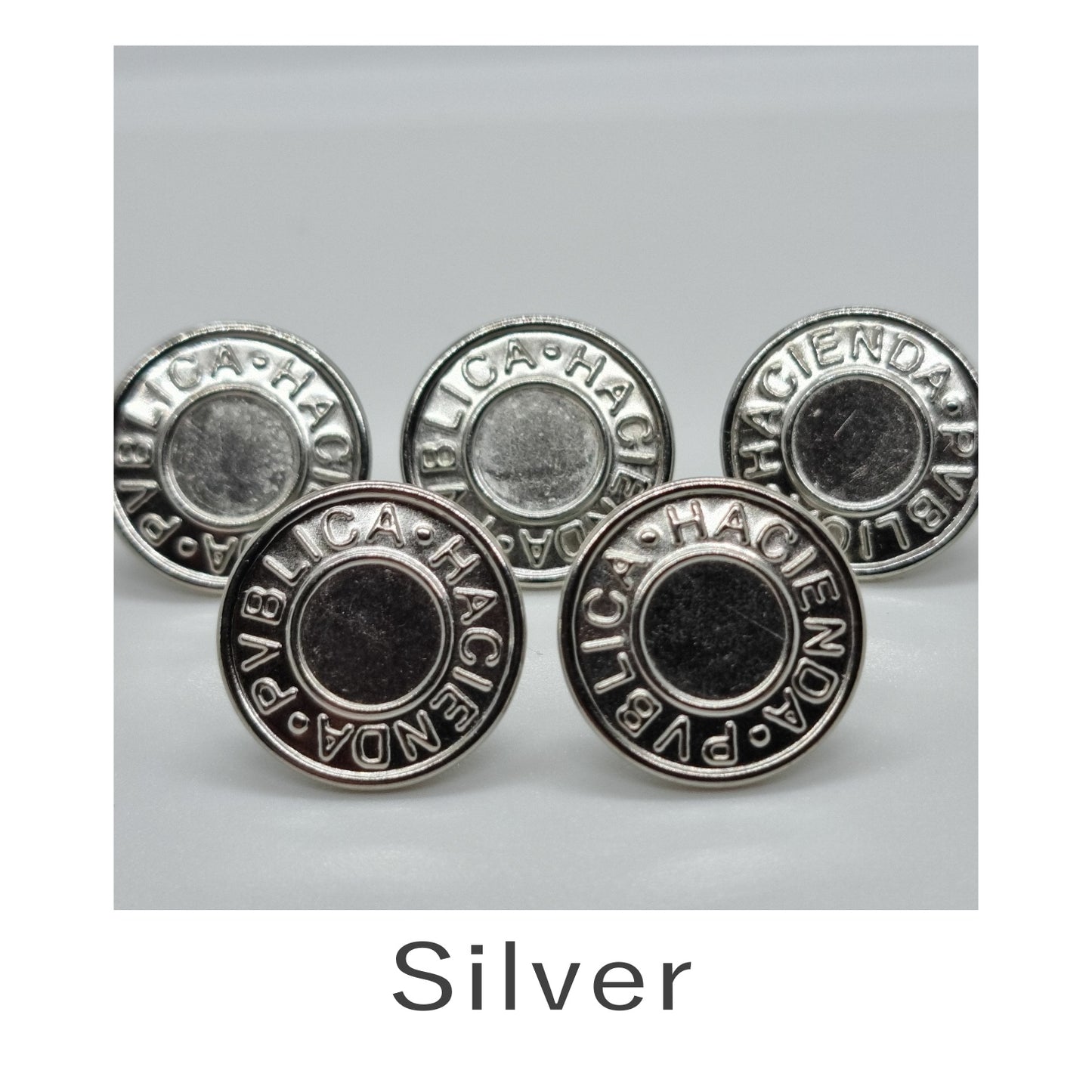 17mm Jeans Button Metal Silver