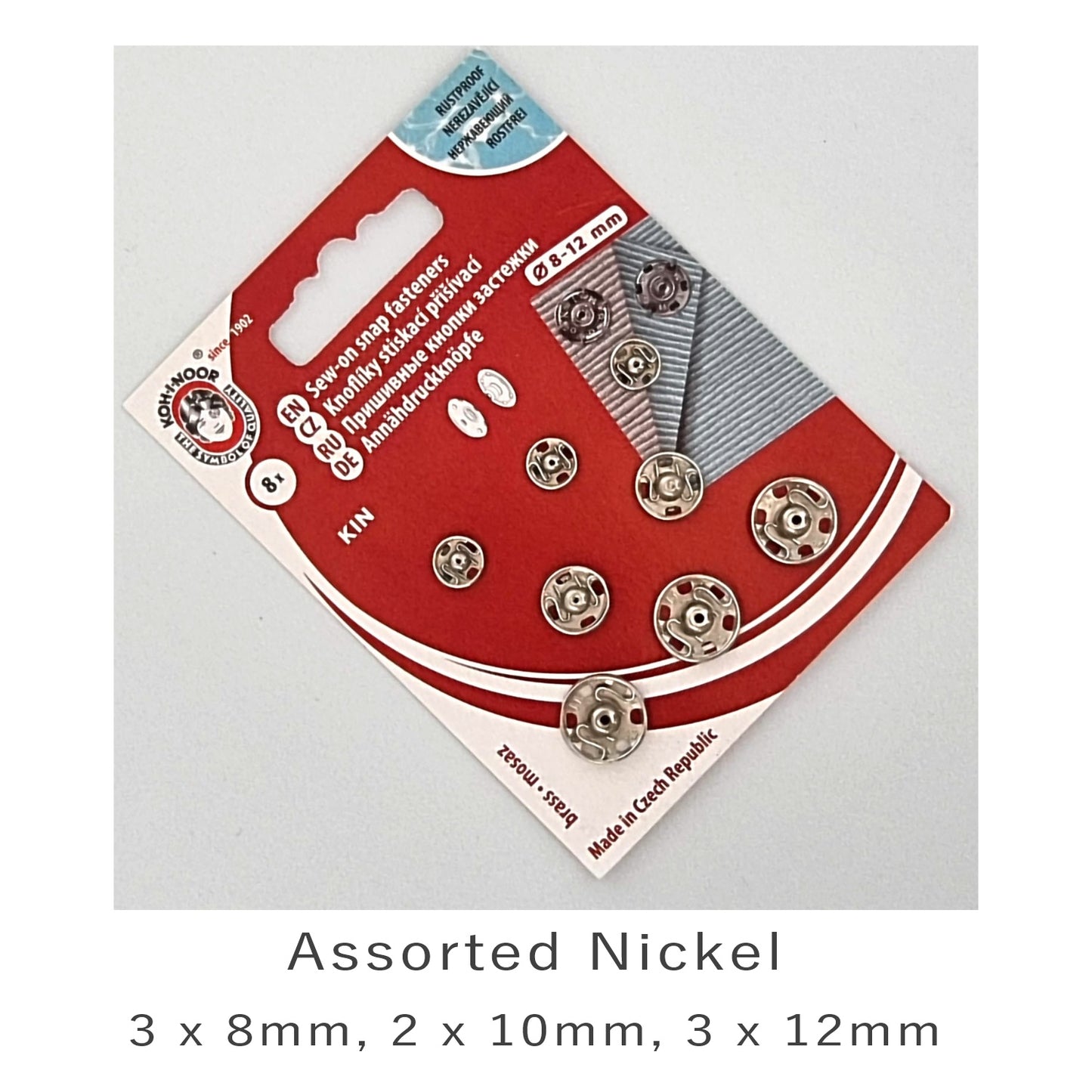 Brass Snap Fasteners Sew On Nickel Assorted Sizes