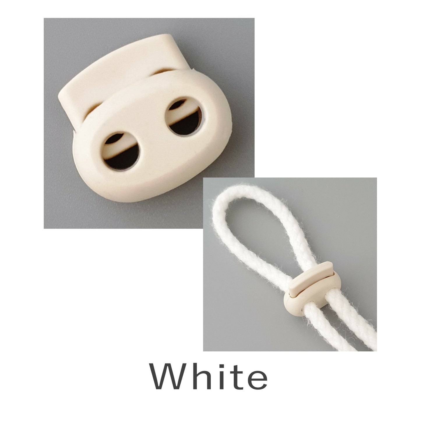 Dual Hole Cord Lock White
