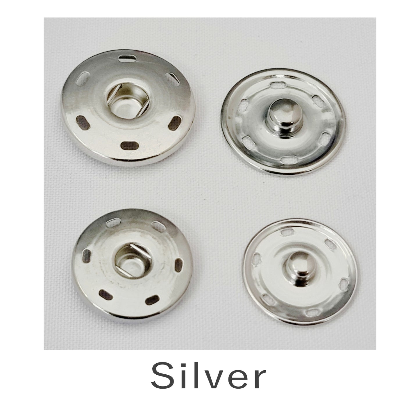 Large Metal Snap Fastener Sew On 25mm, 30mm Silver