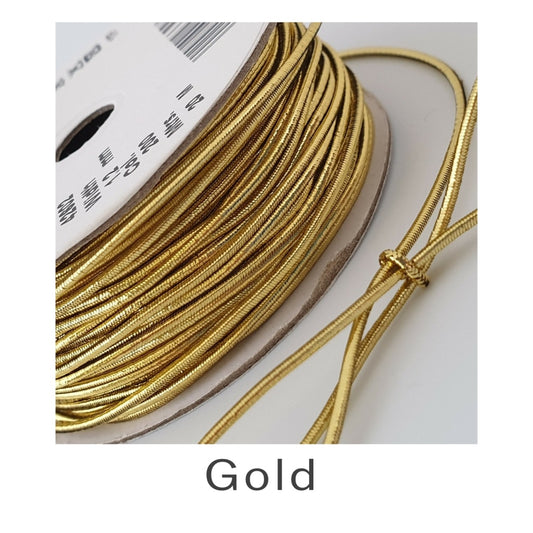 1.2mm Berisfords Metallic Elastic Cord Gold