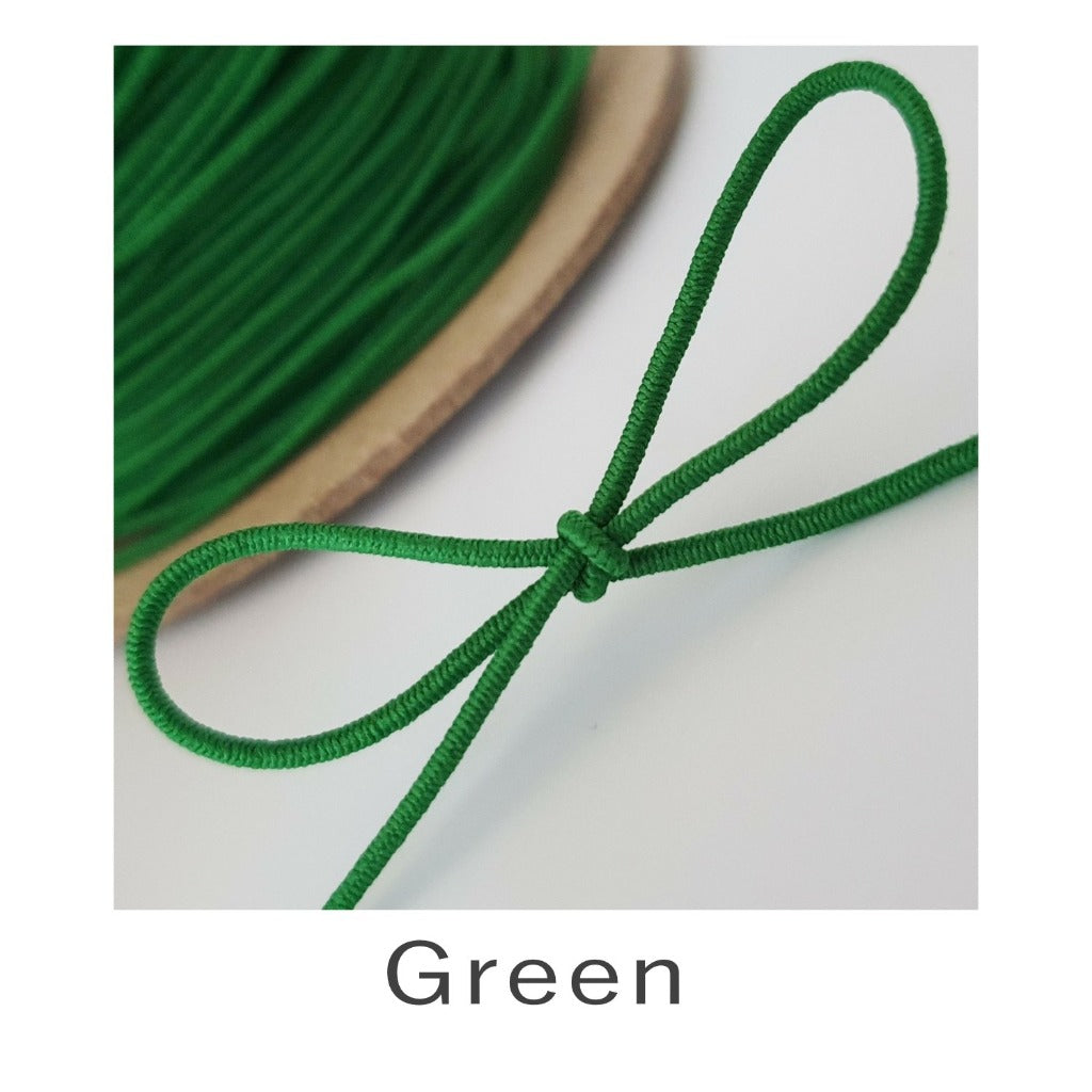 1mm Coloured Round Cord Elastic Green
