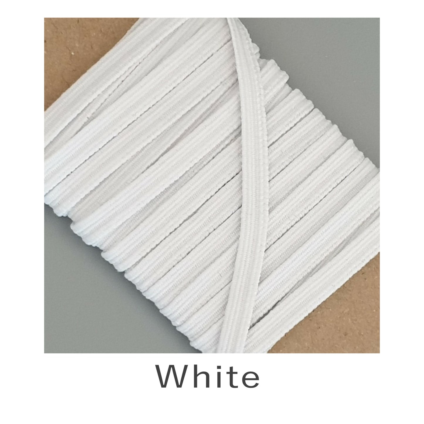 5mm Woven Elastic White