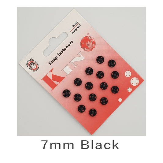 Brass Snap Fasteners Sew On 7mm Black