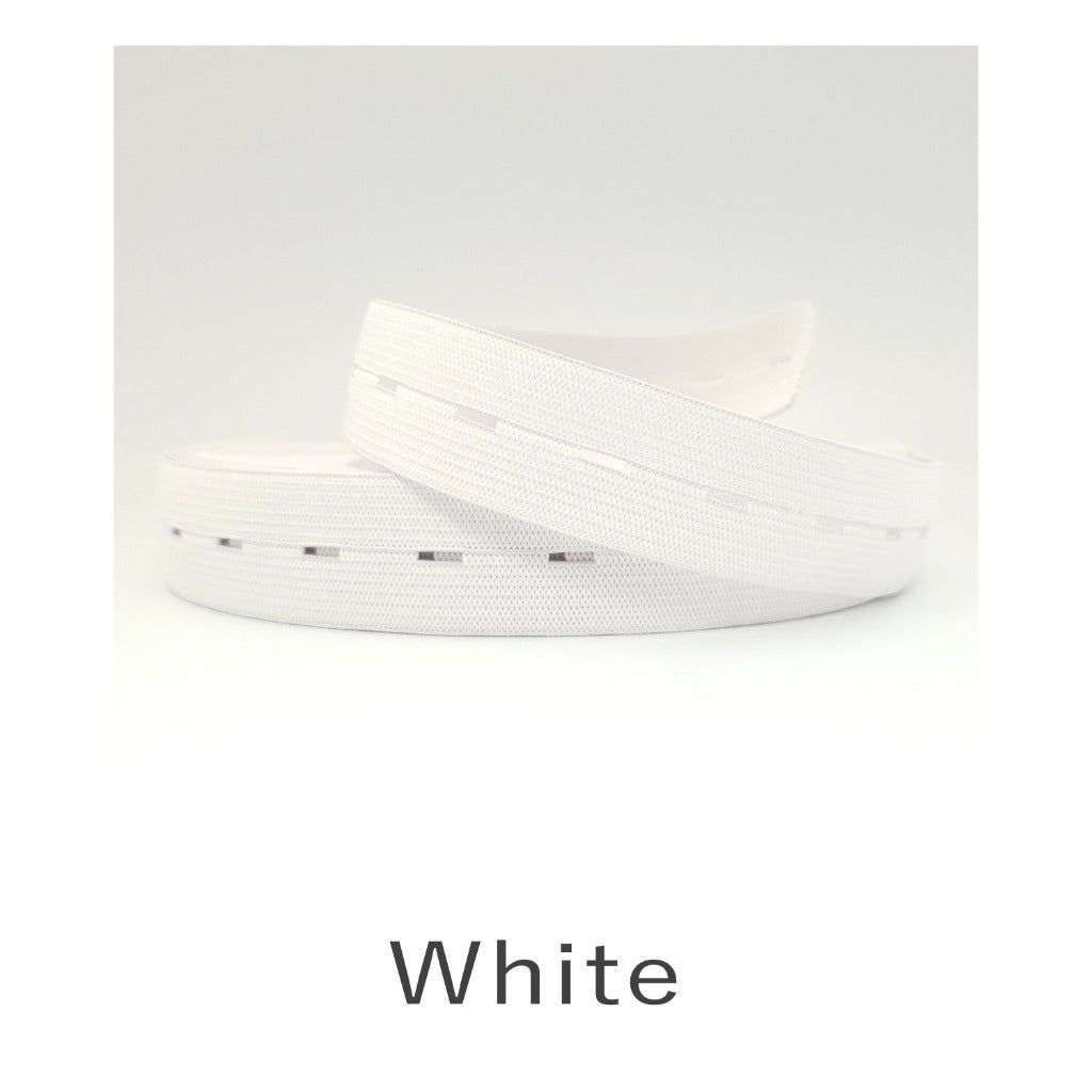 Buttonhole Elastic - White