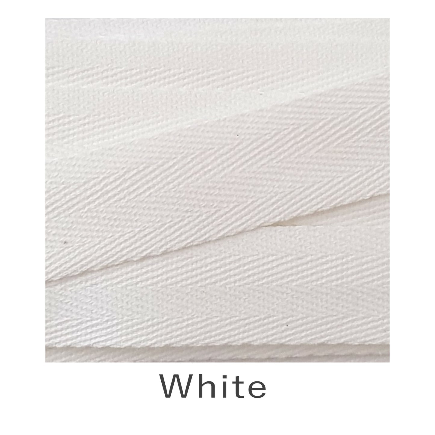 Cotton Webbing Herringbone White