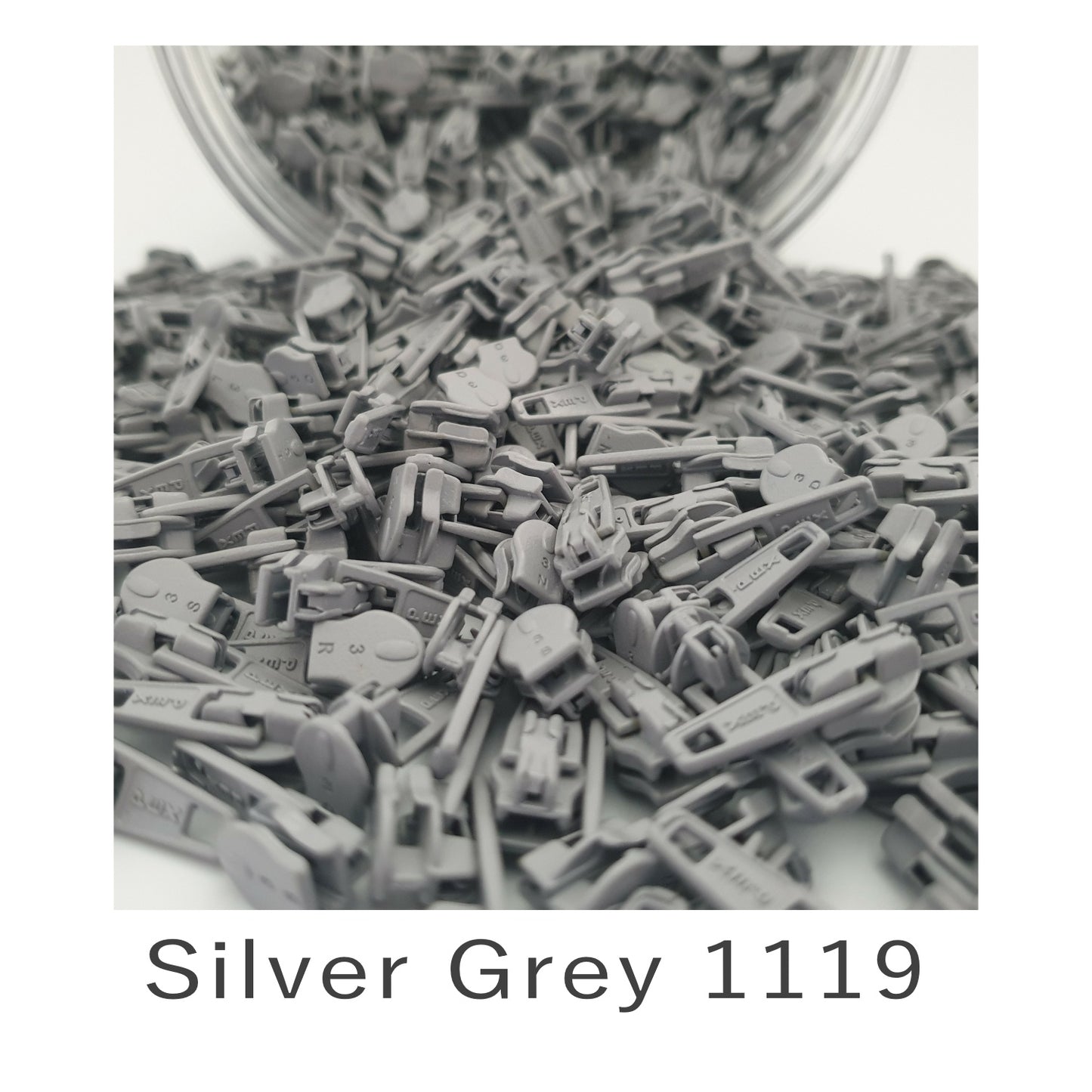 No.3 Auto Lock Zip Slider Silver Grey 1119