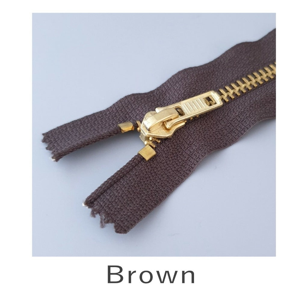 No.5 Brass Jeans Zip Brown