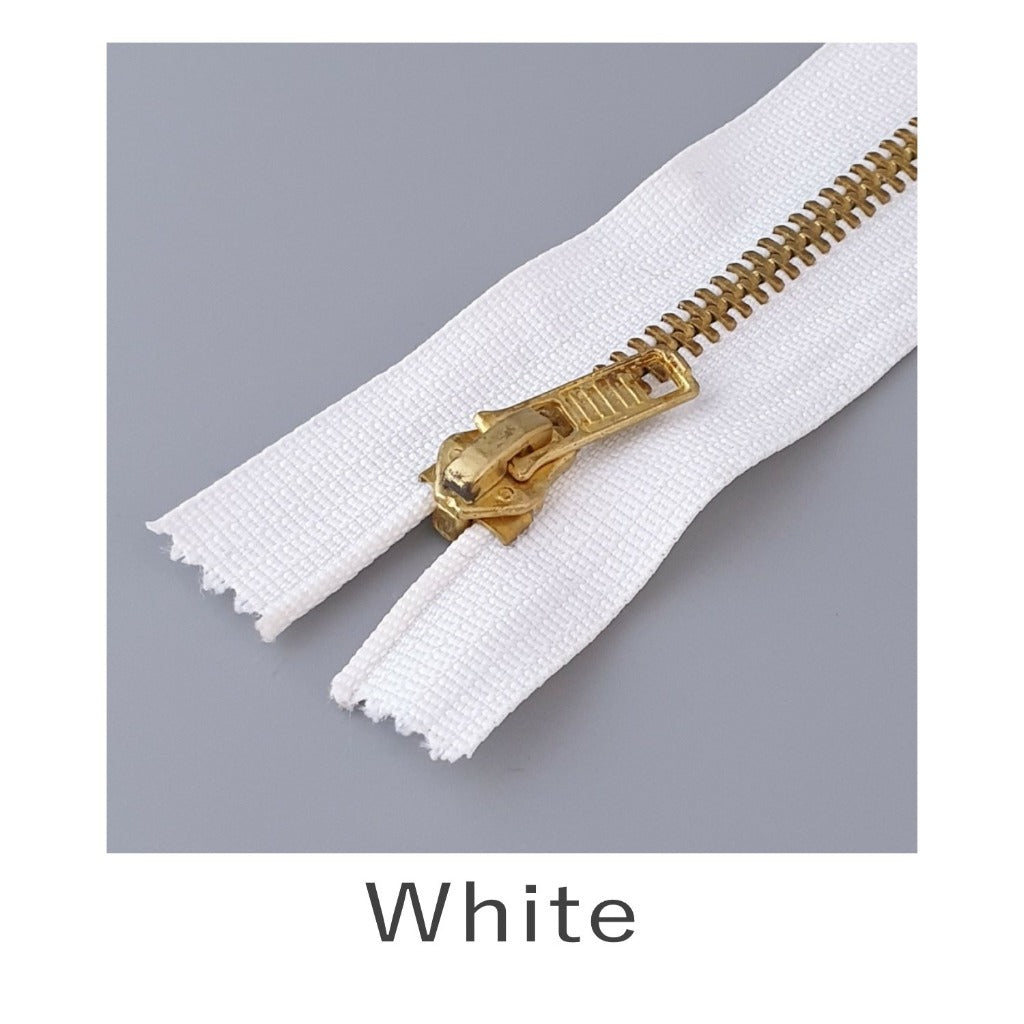 No.5 Brass Jeans Zip White