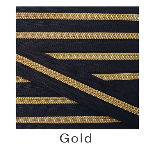 No.5 Continuous Metallic Nylon Coil Zip Tape Gold