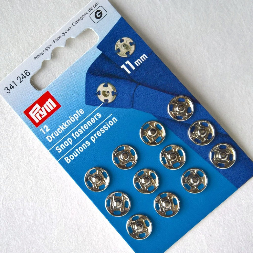 Prym Brass Snap Fasteners Sew On 11mm Silver