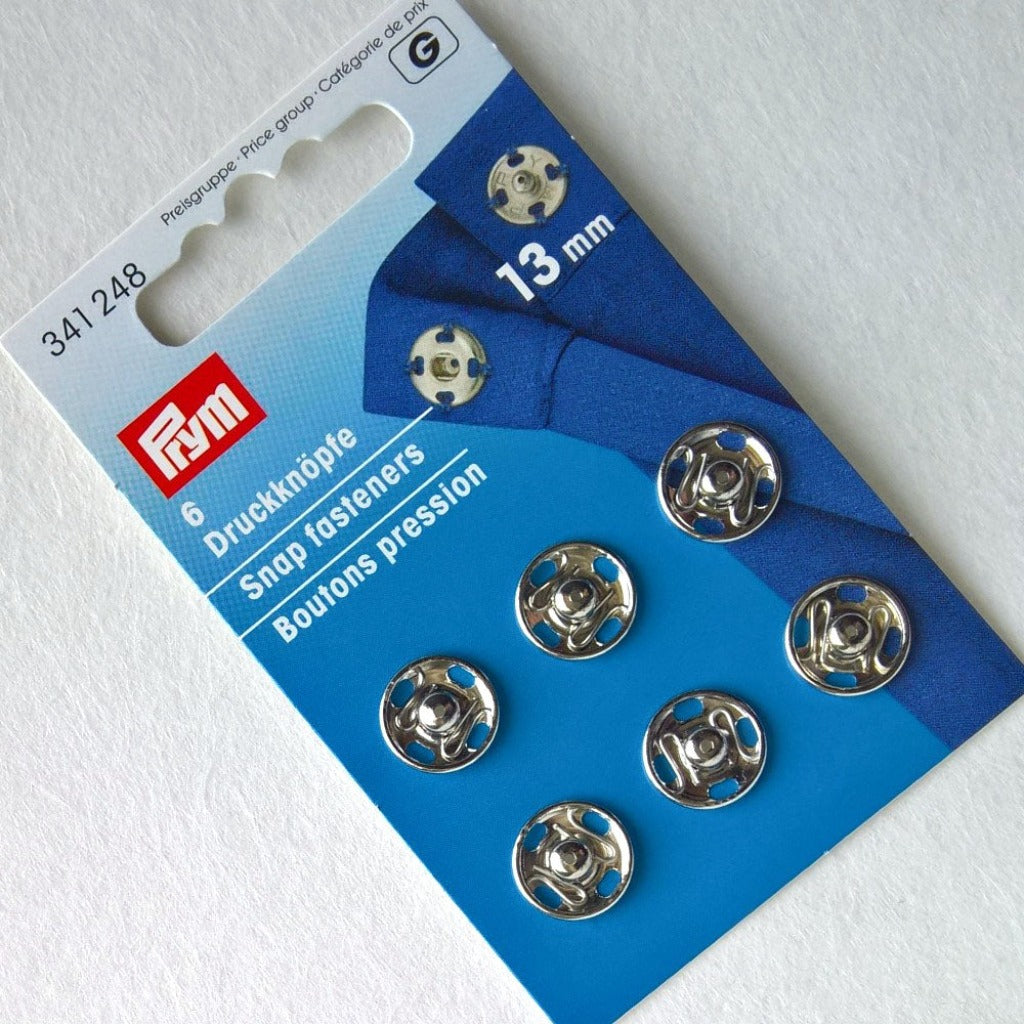 Prym Brass Snap Fasteners Sew On 13mm Silver