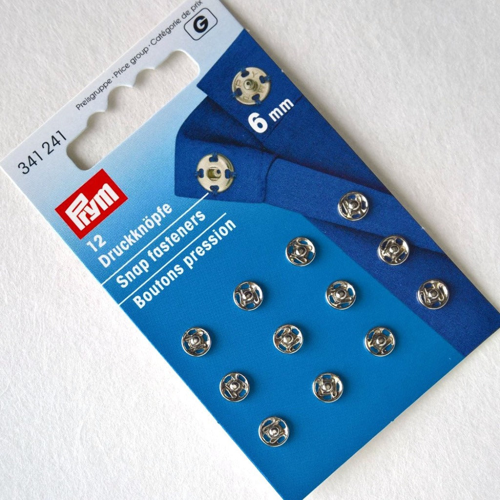 Prym Brass Snap Fasteners Sew On 6mm Silver