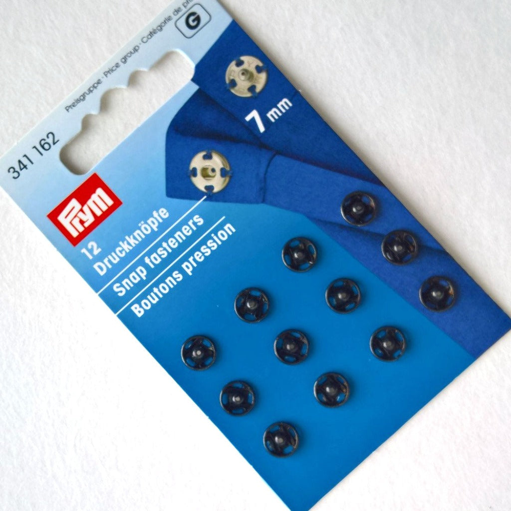 Prym Brass Snap Fasteners Sew On 7mm Black