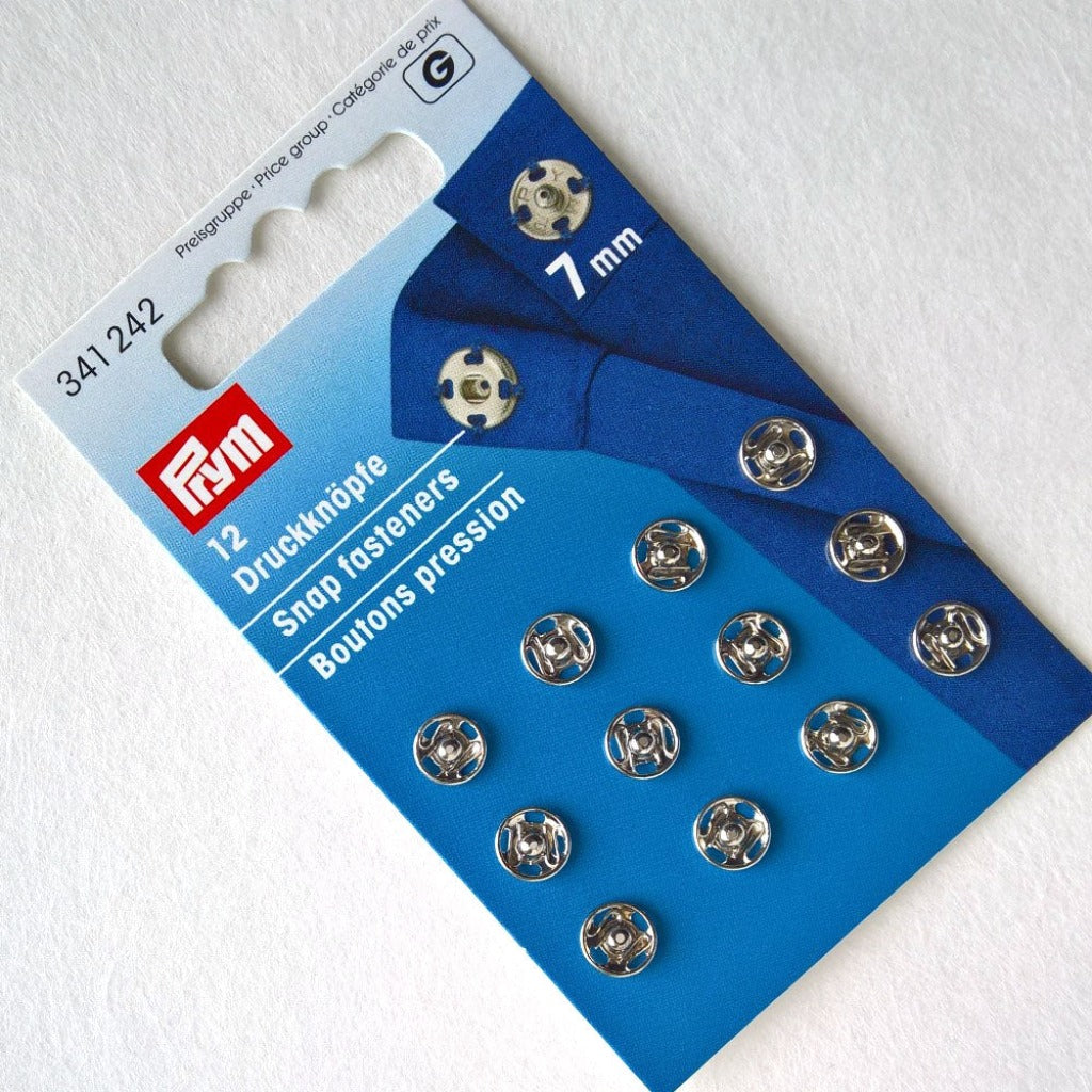 Prym Brass Snap Fasteners Sew On 7mm Silver