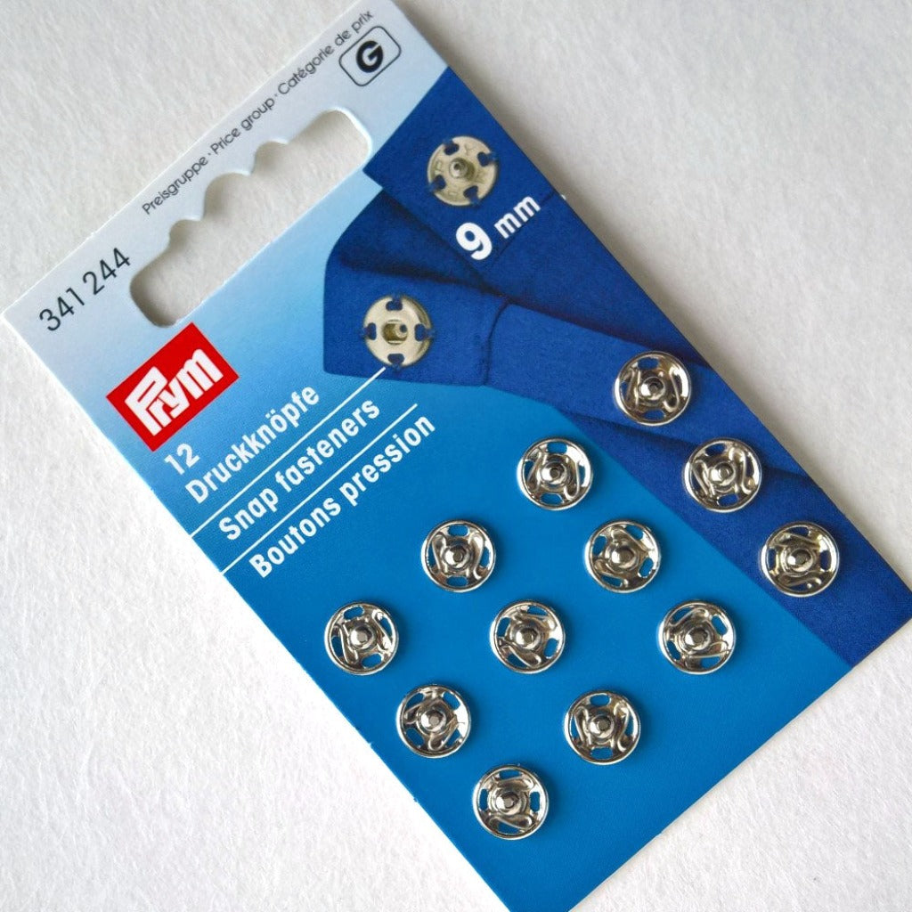 Prym Brass Snap Fasteners Sew On 9mm Silver