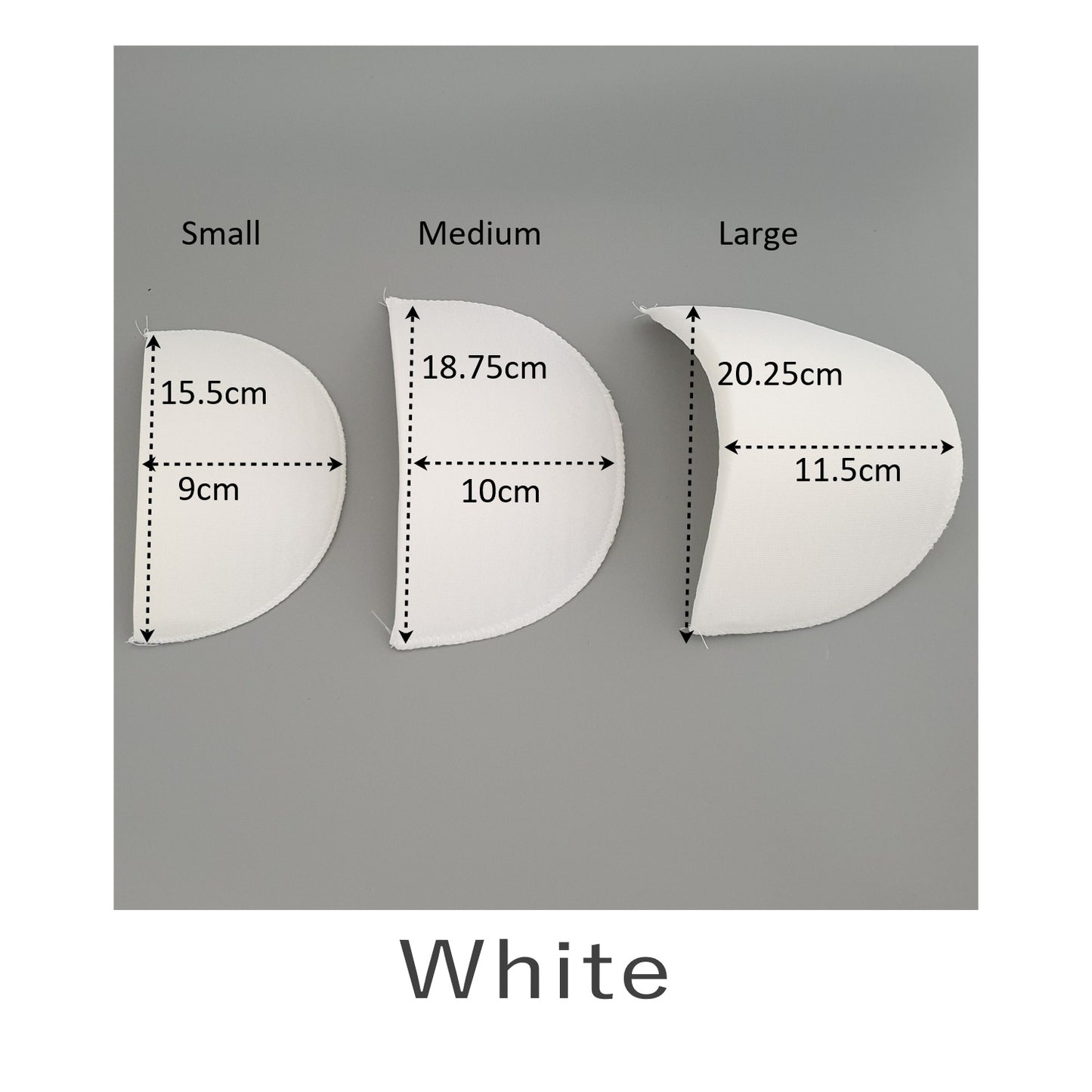 Shoulder Pads Covered Foam Set in Style Sizes White