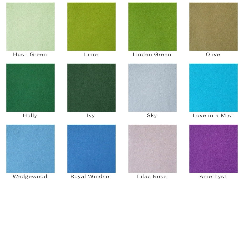 Wool Viscose Felt Green Blues Shade Card