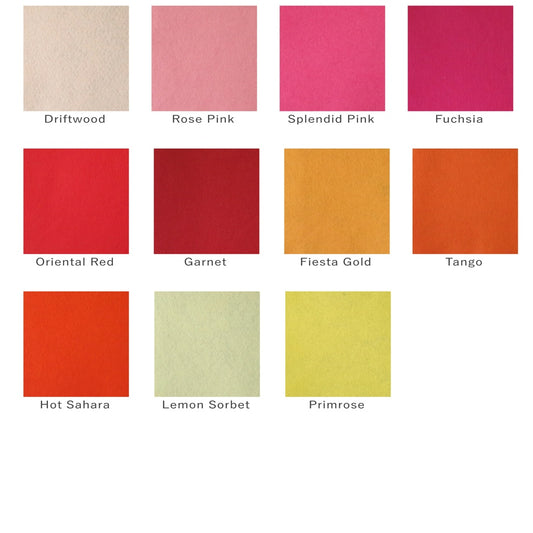 Wool Viscose Felt Red Orange Yellow Shade Card
