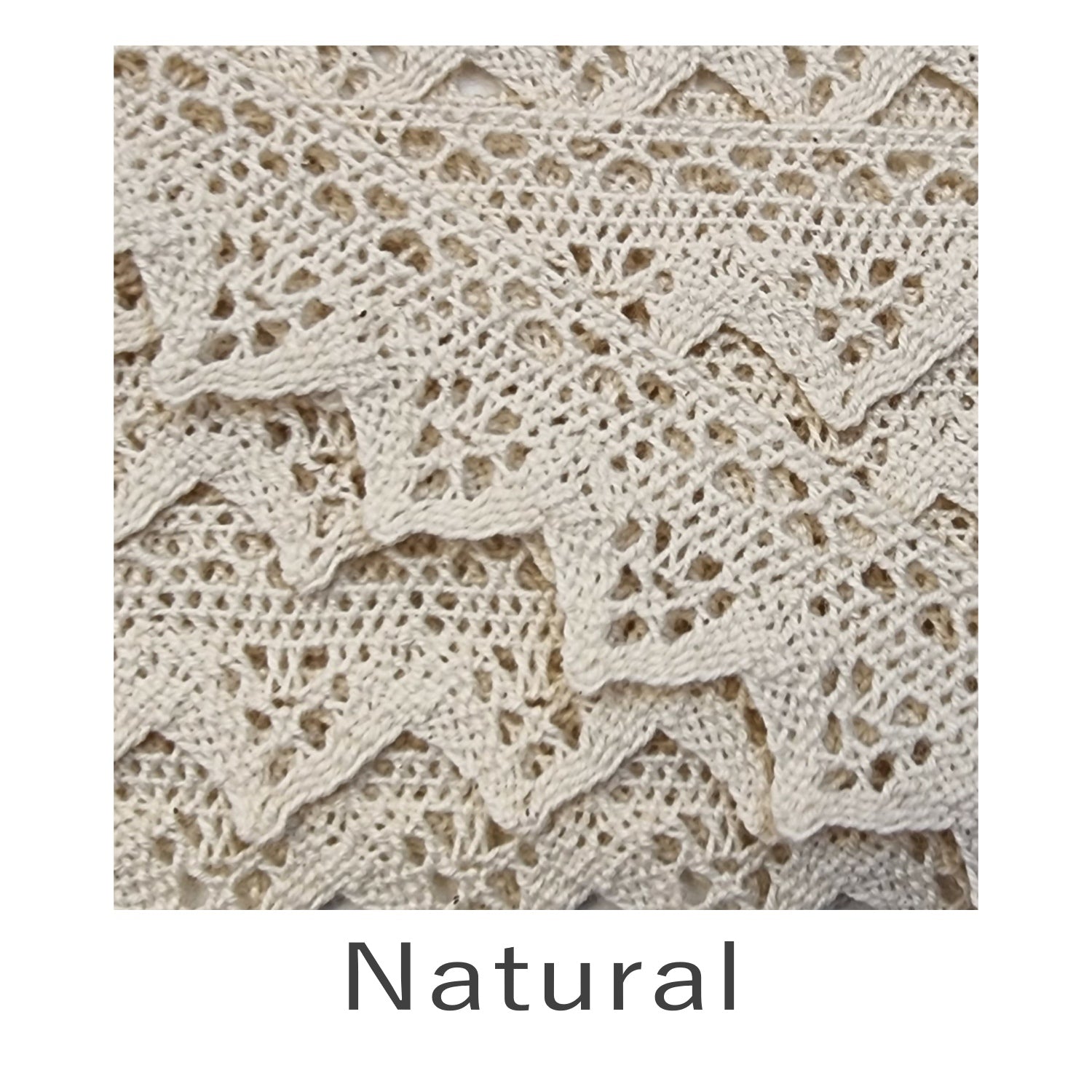 30mm Cotton Lace Points Trim Natural