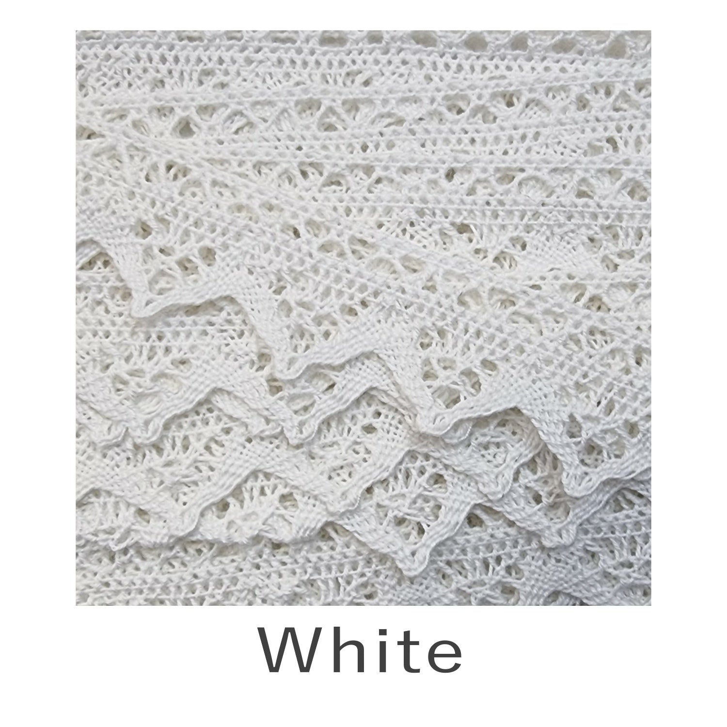 30mm Cotton Lace Points Trim White