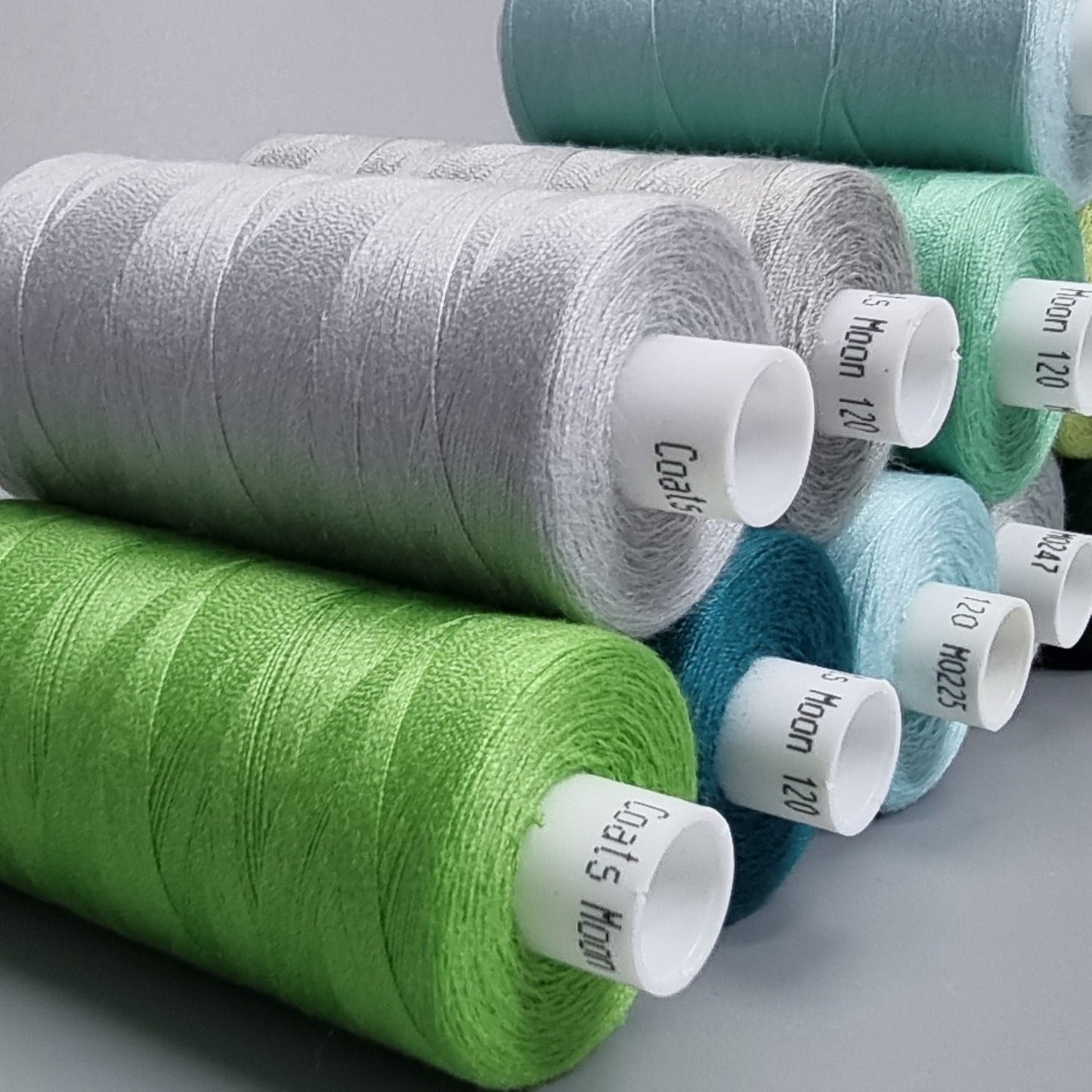 Moon Thread Spools Green and Gray Shades