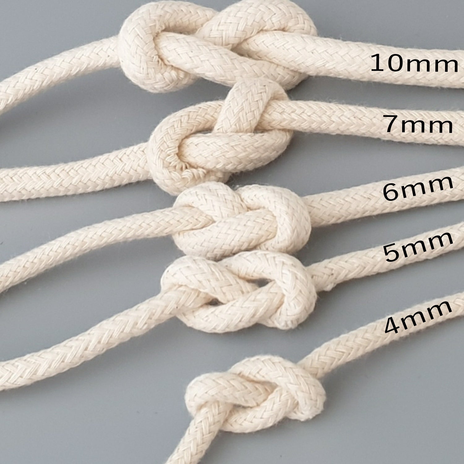 Smooth Braided Cotton Piping Cord Sizes