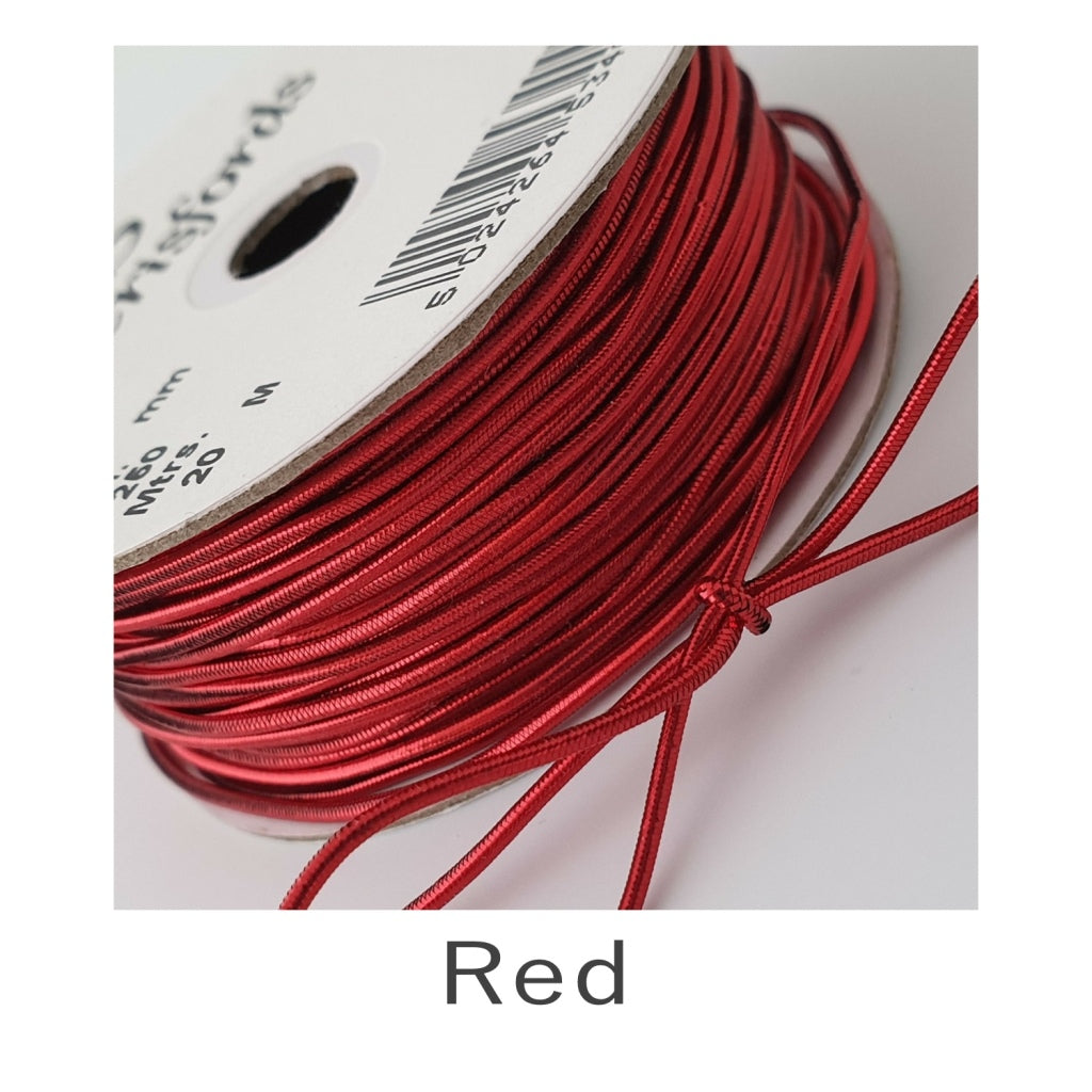 1.2mm Berisfords Metallic Elastic Cord Red