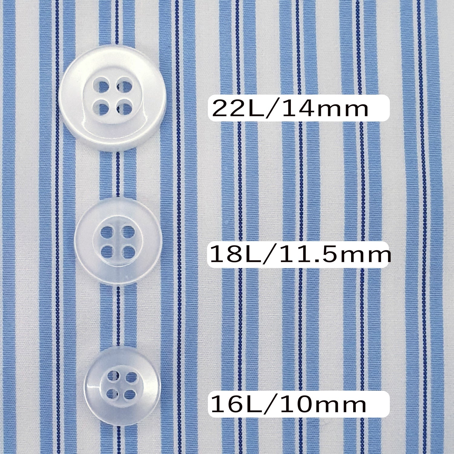 4 Hole Shirt Button White Sizes