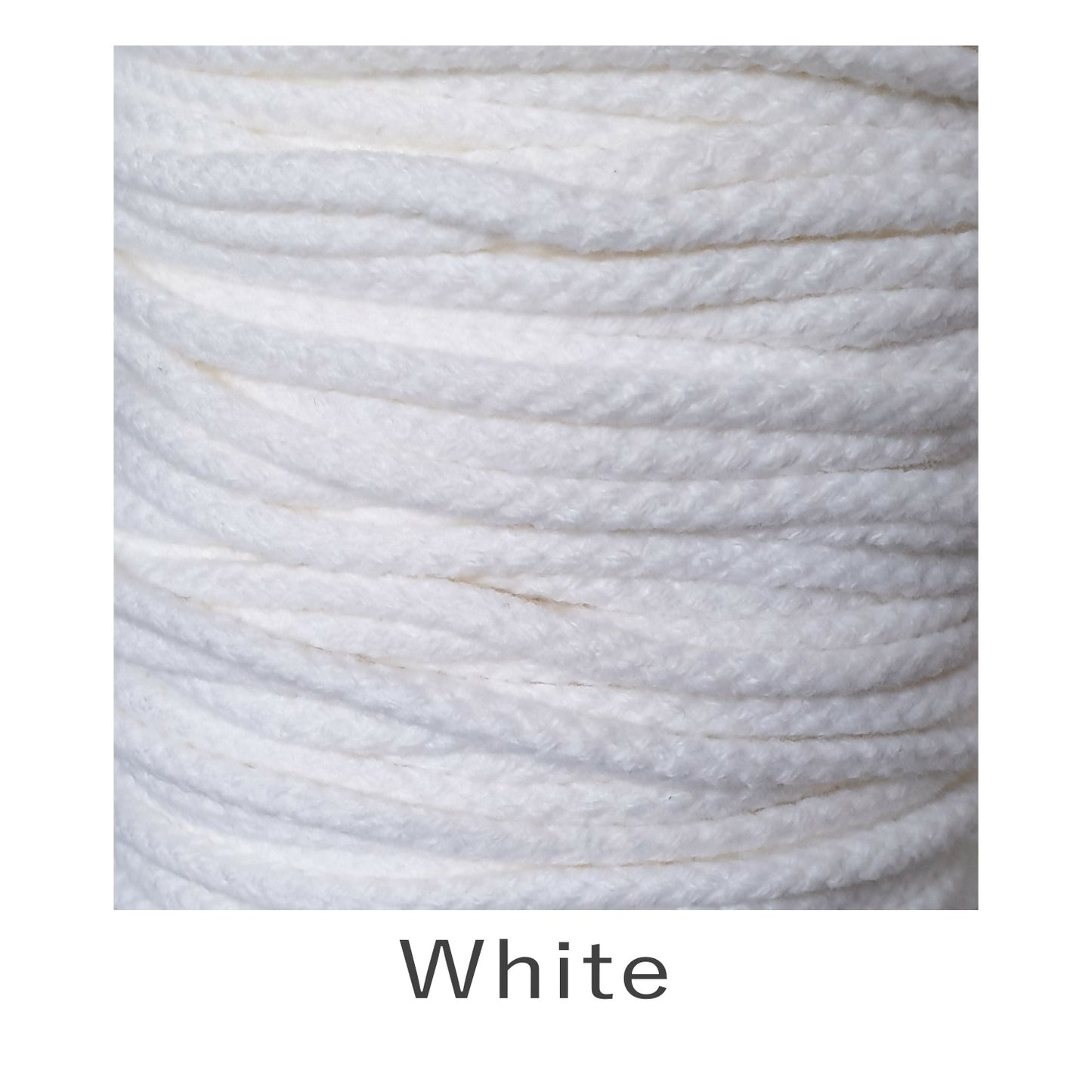 5mm Braided Drawstring Cord White